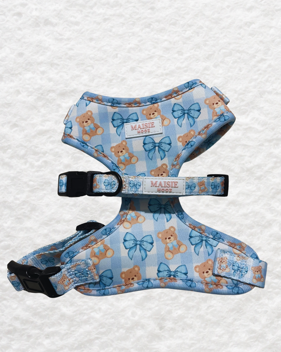 Adjustable Dog Collar Bears and Bows Blue Edition Walk